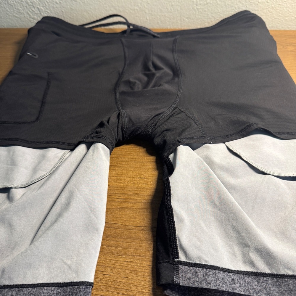 Lululemon Mens T.H.E. Short 9" Ocean Spray Ice Grey Black XL Lined Training Gym - Picture 7 of 8